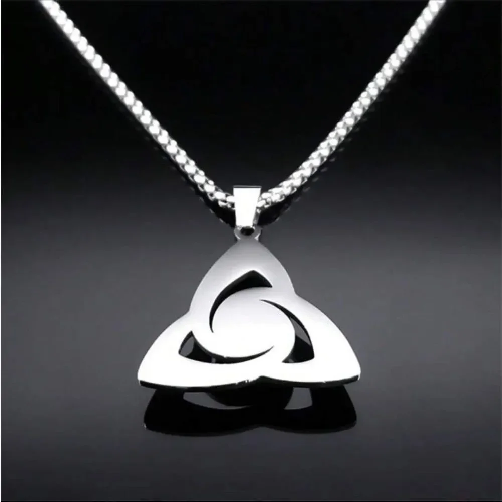 Viking Trinity Knot Necklace Stainless Steel Tiger Eye Witch‎ Irish Celtic